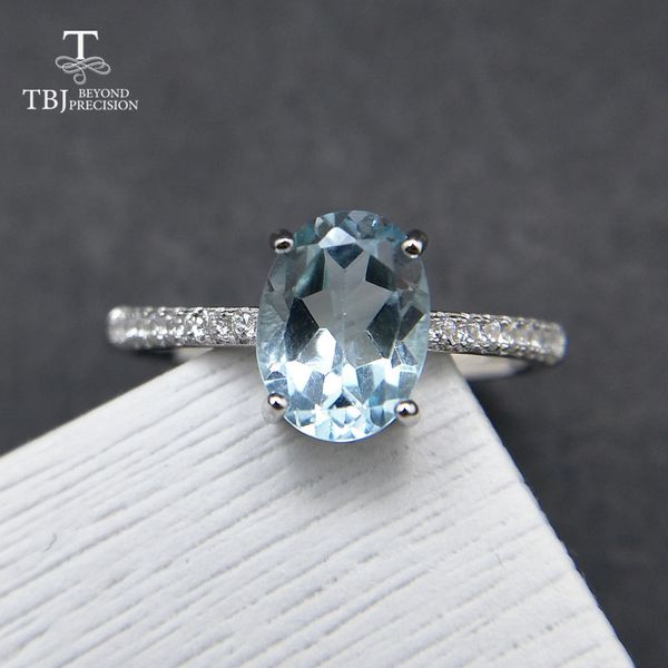 

tbj,simple and classic ring with 1.2ct natural sky blue z ov6*8mm in 925 sterling silver gemstone ring for women as a gift, Golden;silver