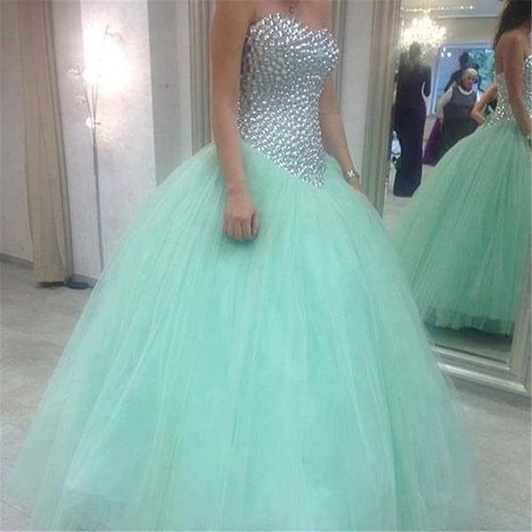 

modest mint green quinceanera dresses stunning crystal beaded sweetheart mint ball gowns prom dresses bling bling 16 dresses, Blue;red