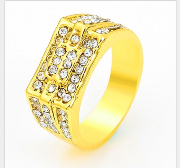 

gold-plated men's rings wide diamond male ring, Silver