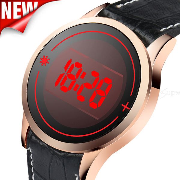 

men's fashion led digital touch screen day datemens sports watches contracted simple business gifts silicone wrist watch, Slivery;brown