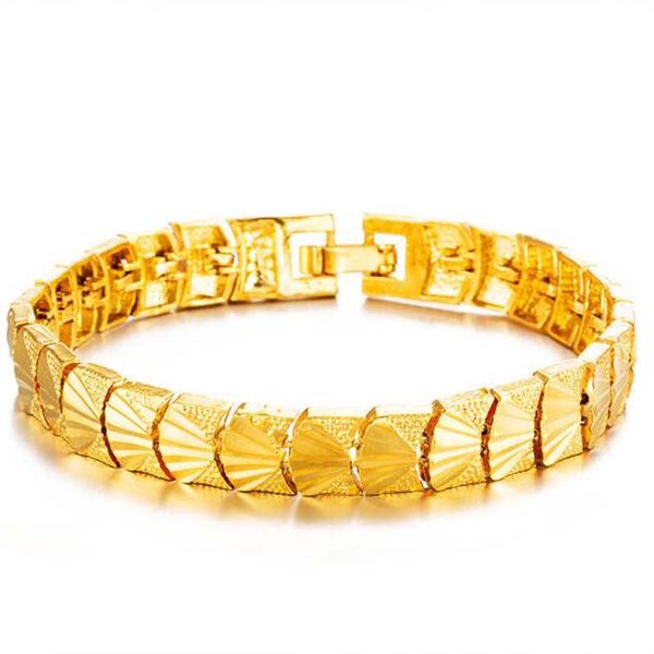

romantic heart bracelet gift for love 18k gold plated carving wristband chain bracelet fashion accessories gold bracelet, White