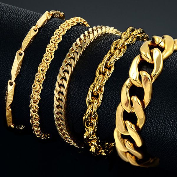 

mens bracelet stainless steel male bracelet wholesale braslet silver/gold color 12mm chunky cuban chain link for man, Black