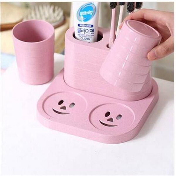 

wholesales creative wheat straw tooth brush holder cup wash gargle bathroom set for lovers couples toothbrush holders