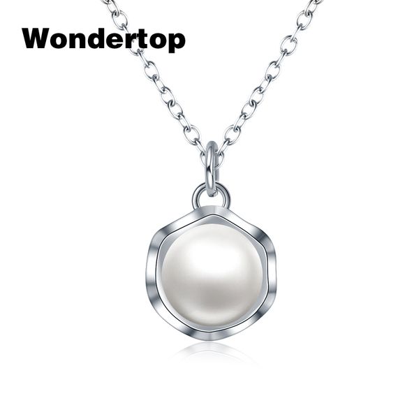 

wonderauthentic 925 sterling silver one big freshwater cultured pearl necklace for 2017 women jewelry 15.8 inch length