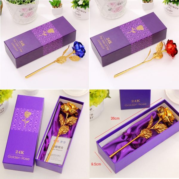 

24k gold rose foil flowers jewelry for women lovers valentine day handcrafted gifts with box for mother birthday gift 3 colors, Silver