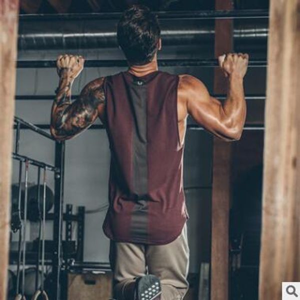 

new designer t shirts for strong men mens fitness clothing casual gym tank breathable, Gray
