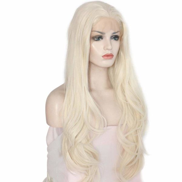 Synthetic Long Blonde Wig With Natural Hairline Natural Long Wavy