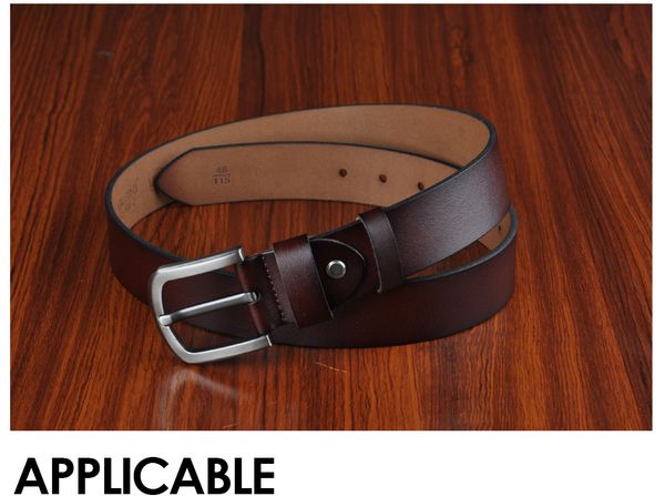 

2018 new cowhide genuine leather belts for men brand strap male pin buckle vintage jeans belt 100-150 cm long waist belt xf009, Black;brown