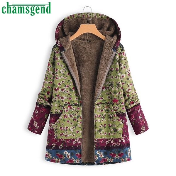 

chamsgend new parkas female women winter coat thickening cotton jacket floral print vintage oversize warm outwear coats o23 #35, Black