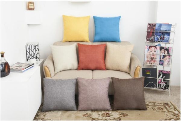 

solid color cotton flax pillow case cover car sofa pillow sham armchair for living / study / dining room bedroom l sdp 010