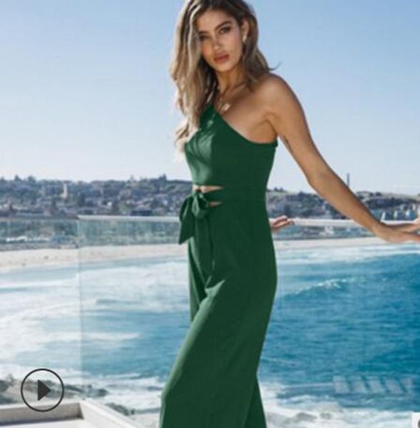 

women's jumpsuits spring and summer women's clothing supply four-color suspenders word collar panties cross-border supply new, Black;white