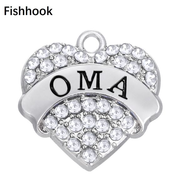 

fishhook zinc alloy 5pcs/lot 3 color crystals oma heart charms, Bronze;silver