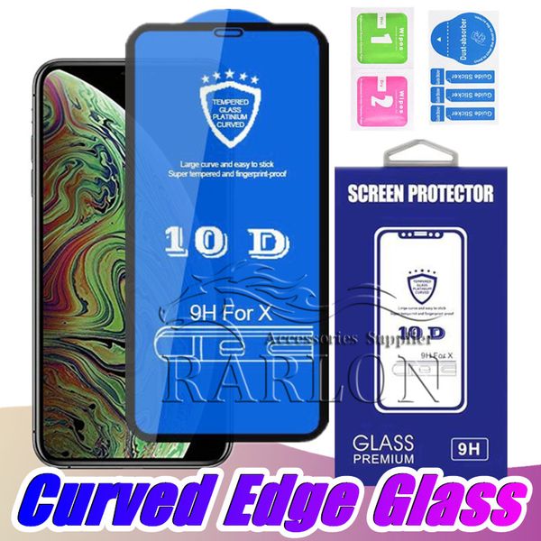 Neue 10D gehärtetes Glas Displayschutzfolie Full Cover Schutzfolie für iPhone 12 11 Pro Max XS XR 8 7 6s Plus