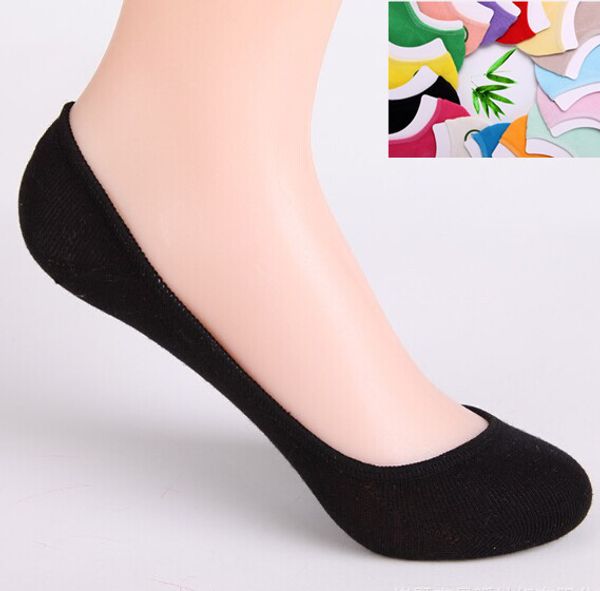 

20pcs=10pairs/lot bamboo fiber coon women's candy colors super invisible socks anti- slip high qualtiy summer slipper woman, Black;white