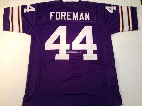 

retro custom sewn stitched #44 chuck foreman purple mitchell & ness jersey s-5xl,6xl men's football jerseys rugby, Black;blue
