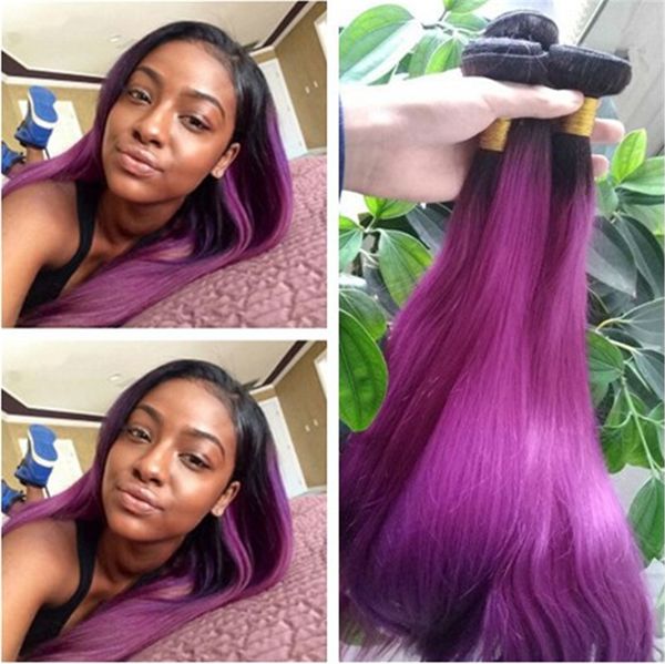 Black And Purple Hair Indian Peruvian Brazilian Virgin 1b Purple