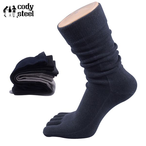 

cody steel socks long mens cotton five finger casual male toe socks breathable fashion in tube man toe 2pairs/lot, Black