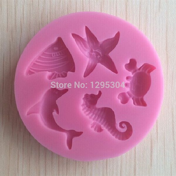 

wholesale- new 1pc sea animal shaped silicone cake mold sugar paste 3d fondant cake decoration tools soap mould