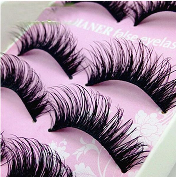 Le donne all'ingrosso Lady Natural Eye Lashes Makeup Handmade Thick Fake Cross False Eyelashes Tools Spedizione gratuita