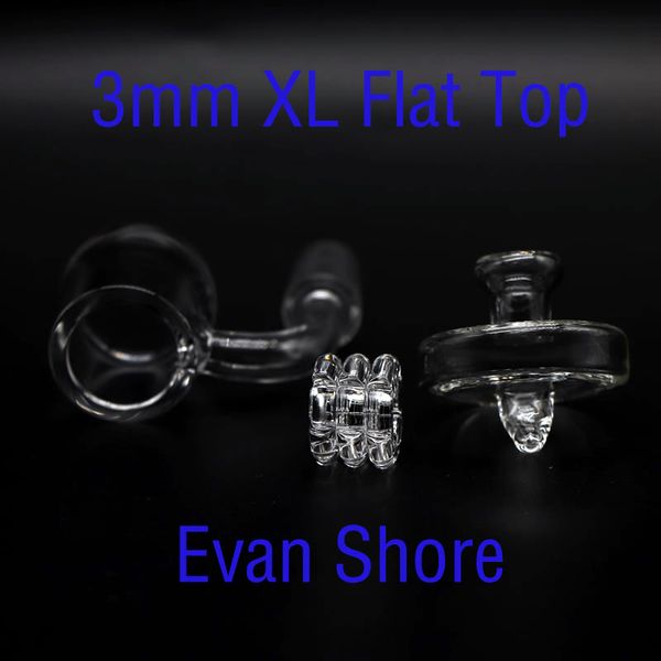 Banger al quarzo Evan Shore XL da 3 mm con parte superiore piatta con tappo in carbonio UFO e inserto per ingranaggi Banger al quarzo Evan Shore per piattaforme petrolifere in vetro