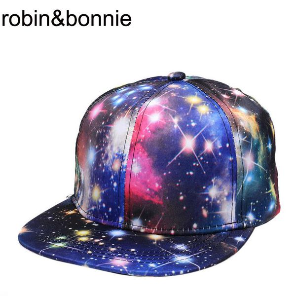 2021 Robinbonnie Casual Unisex 3D Starry Sky bonés Ajustável chapéu Mulheres Estrela Impressão Ao Ar Livre Homens Snapback Cap