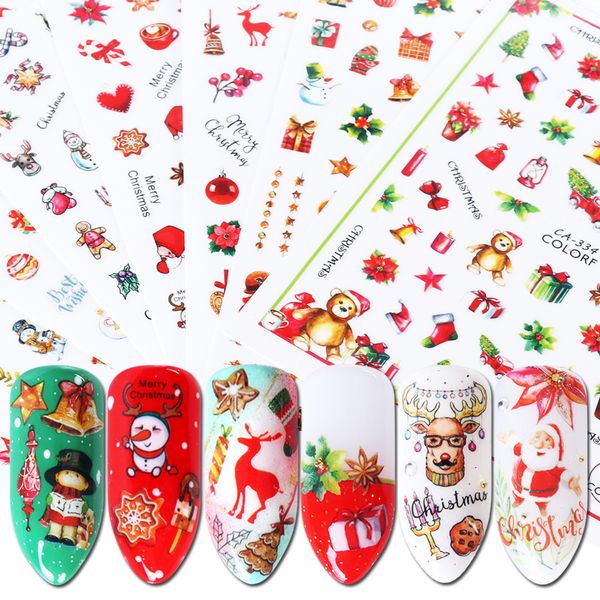 

1pcs christmas design santa clause deer sliders for nail art transfer decal manicure foil decoration adhesive tips jica329-337, Black