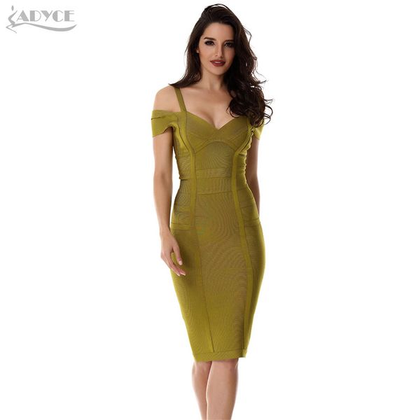 

2018 spring dress women party bandage dress olive green off the shoulder knee-length stunning celebrity prom bodycon, White;black