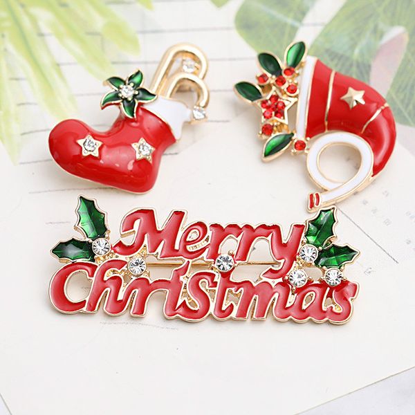 

merry christmas brooch women decorative ornament jewelry xmas gifts snowman jingling bell sock glove collar pins corsage cloth accessory