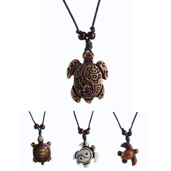 

new fashion black rope skull white brown cute tortoise turtle necklace pendant for women men simulated-bone jewelry, Silver