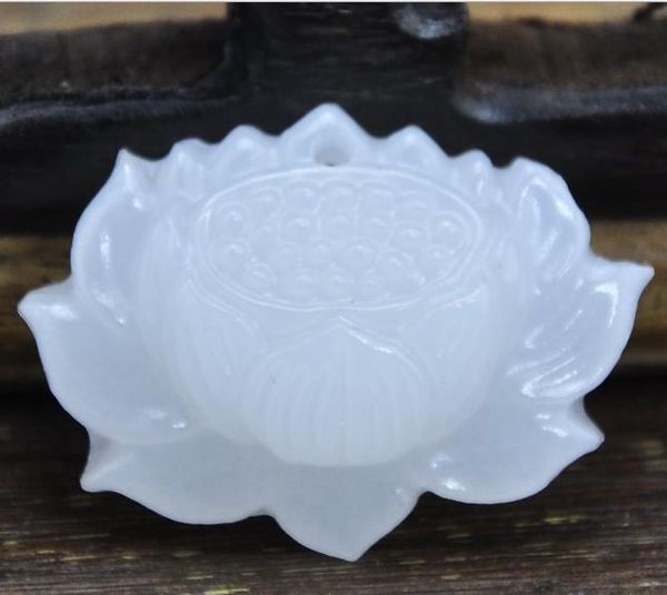 

natural white lotus flower pendant wholesale jade, Silver