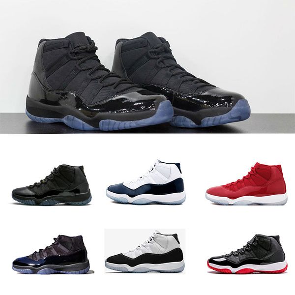 

2018 11 Prom Night Cap and Gown WIN LIKE 82 96 Midnight Navy Mens Basketball Shoes UNC Gym Red 11s Sports Sneakers