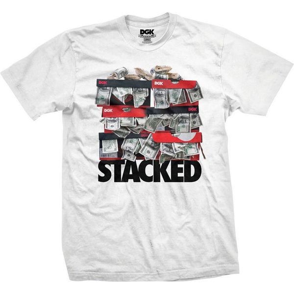 

DGK мужская Stacked футболка Белый тройник хип-хоп панк деньги доллар одежда Одежда 2017