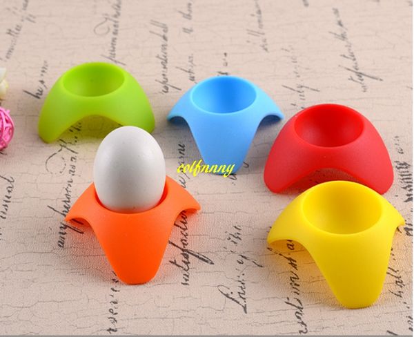 10 pçs / lote Frete Grátis Silicone Egg Cup Titular Servindo Cups Perfeito Para Servir Duro Ovos Cozidos