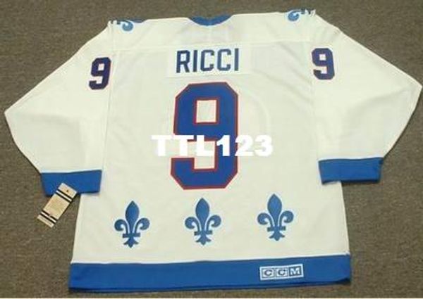 

мужчины # 9 майк риччи квебек нордикс 1994 ccm vintage home hockey джерси или заказ любое имя или номер ретро-джерси, Black;red