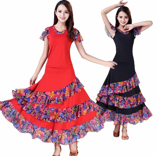

ballroom dance dress standard dance costume for lady competition waltz dress tango dancing wear grils trot dancewear l-xxl, Black;red