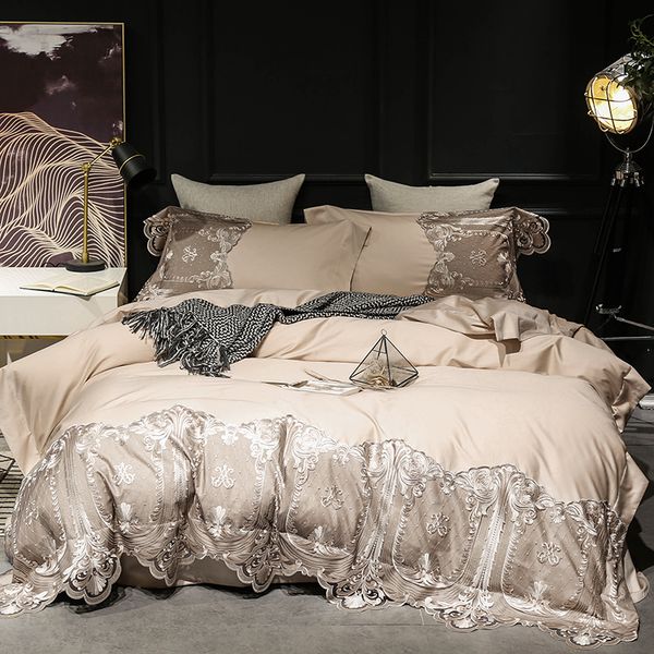 

european style lace embroidery comfortable bedding set  king size duvet cover bed linen bed sheet pillowcases 4pcs