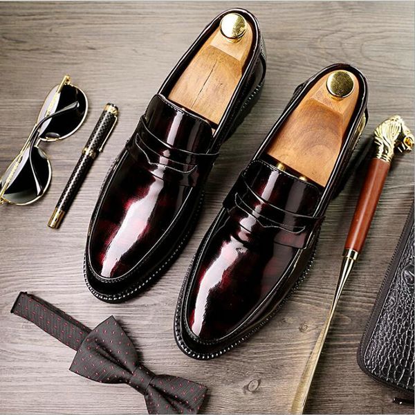 

2018 new mens loafers leather business office wedding shoes man dress shoes wedding moccasin party footwear oxfords le-04, Black