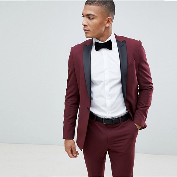 

custom made burgundy men suits with pants groom wedding tuxedos 2pieces (jacket+pants) terno masculinogroomsman suits man blazer, Black;gray