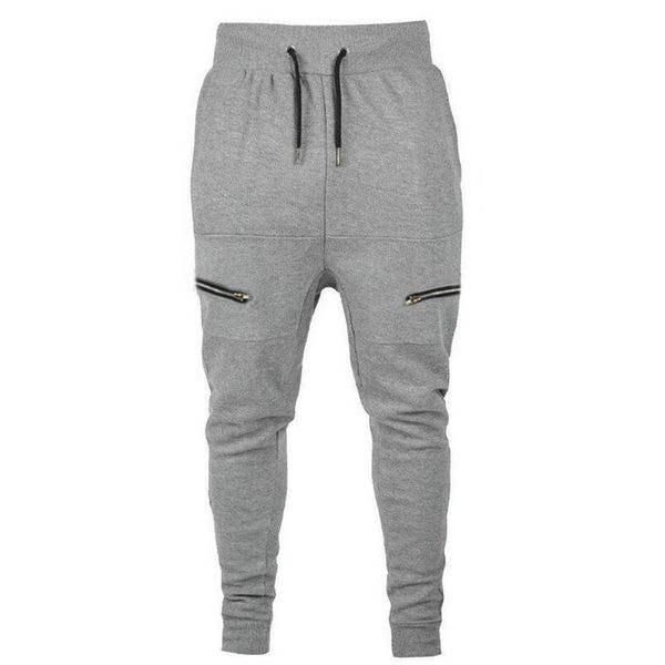 

men's casual long harem pants pocket zipper trousers, Black