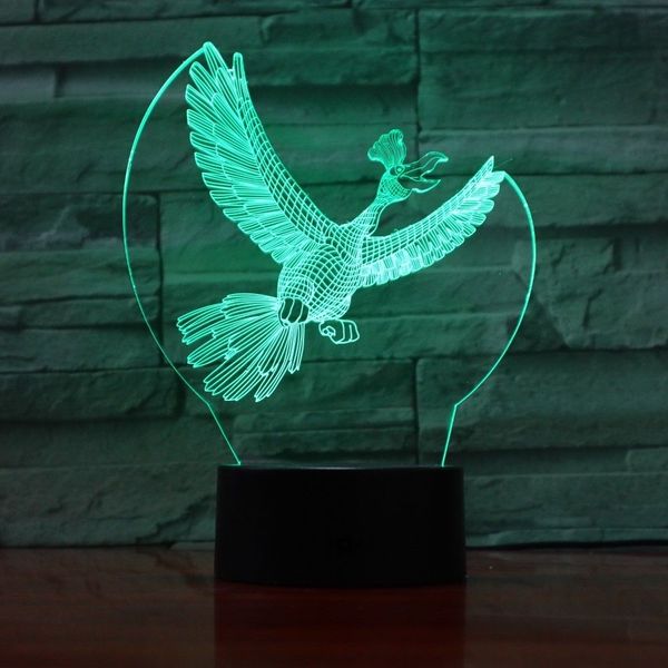 7 bunte Vögel 3D-Illusionslampe, LED-Lampe, USB, 7 Farben ändern, Schlafzimmerbeleuchtung, Schlafzimmer, Schlafen, Weihnachtsdekoration #T56