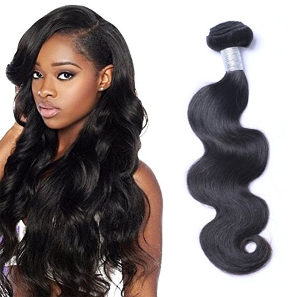 

8a brazilian virgin human hair body wave unprocessed remy weaves double wefts 100g/bundle 1bundle/lot can be dyed bleached hair extensions, Black