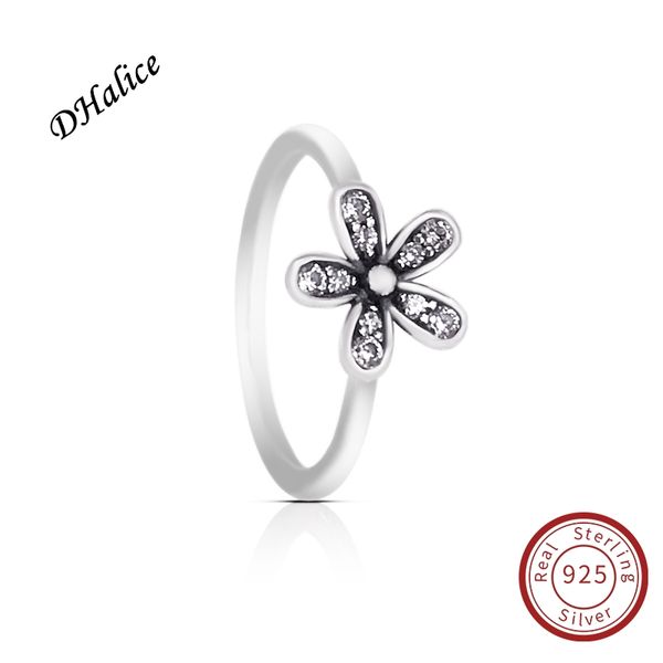 

100% real 925 sterling silver cz dazzling daisy ring with logo style jewelry for women 190932cz ring
