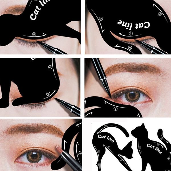 

2pcs women cat line pro eye makeup tool eyeliner stencils template shaper model f10.16