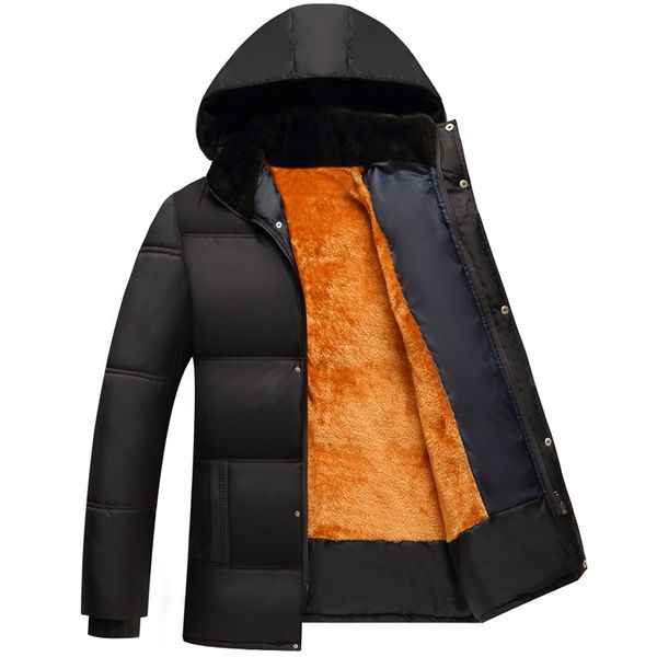 

l-3xl new fleece hooded mens winter jackets and coats thicken warm cotton men clothing 2018 casual outerwear parkas for male, Black