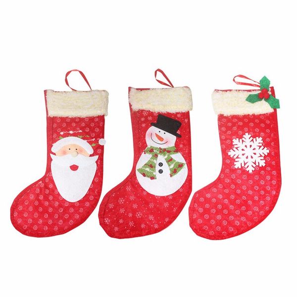 

18pcs/lot new year party christmas snowman santa claus stockings mesh socks candy decoration sugar gift bag xmas tree decor