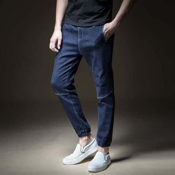 

pinli 2018 new summer men's slim casual denim trousers upon male b182416343, Blue
