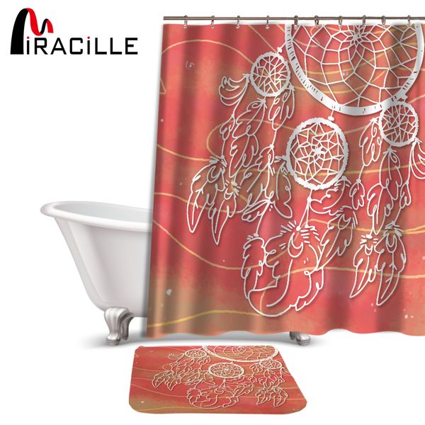 

miracille colorful dream catcher shower curtain with waterproof polyester fabric and 40x60cm bath floor mat for the bathroom