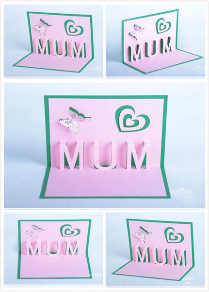 

2018 mother's day greeting card 3d greeting card thanksgiving birthday creative 3d customization thanks blessing butterfly card 15*15cm