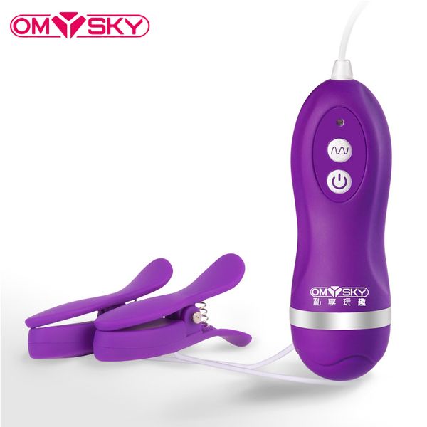 OMYSKY Clip per capezzoli Vibratore Telecomando 10 modalità BDSM Gioco per adulti Vagina Clitoride Morsetti vibranti Giocattoli erotici per donne Y18102906