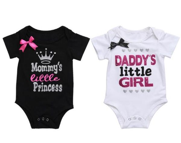 Neugeborenes Baby Mädchen Kleidung Sommer Daddy Little Girl Brief Print Strampler Overall Kurzarm Einteiliges Outfit Baumwolle Infant Baby Kleidung